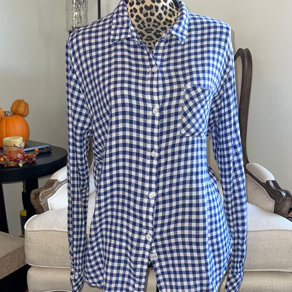 Rails Navy and White Checkered Shirt